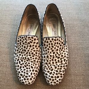 Jimmy Choo Leopard Faux Fur Flats